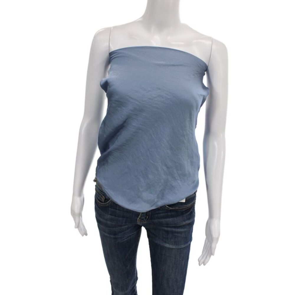 Decker Womens Sleeveless Blue Polyester Beach Top Tie Neck Solid Spring Size S